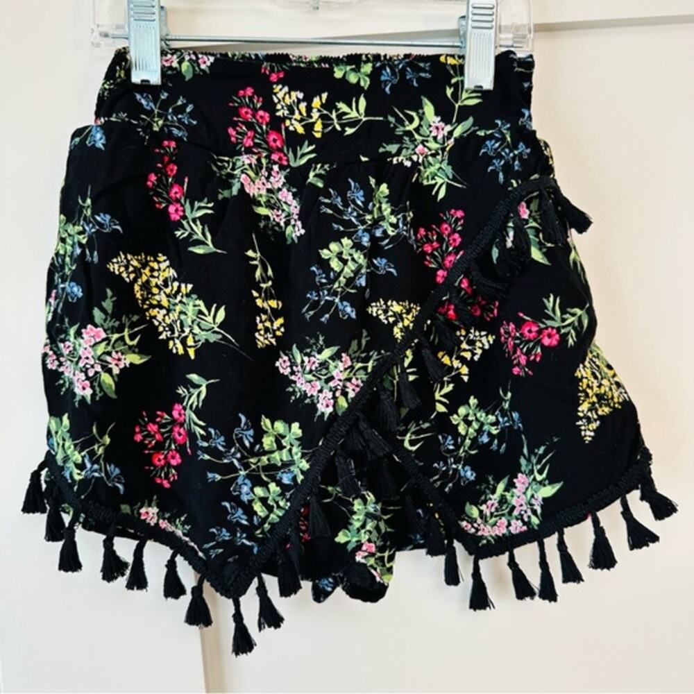 Ella Moss Girls Floral Tassel Wrap Skort EUC